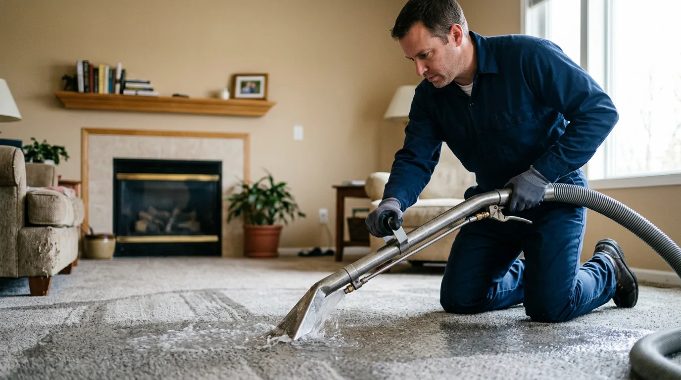 Water damage restoration technician working near Garwood, NJ